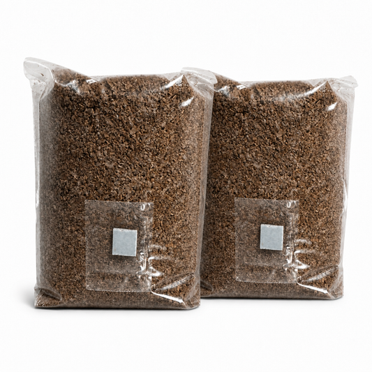 Two GroSpore hardwood all-in-one gourmet mushroom grow bags