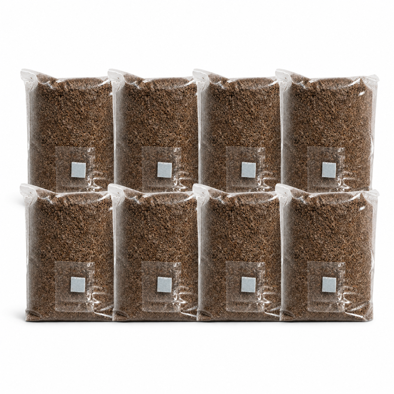 Eight GroSpore hardwood all-in-one gourmet mushroom grow bags